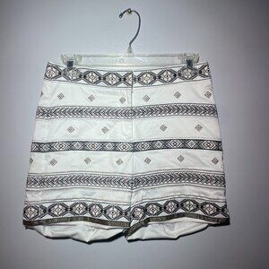White House Black Market White w/ Black Print Shorts 5" Size 0